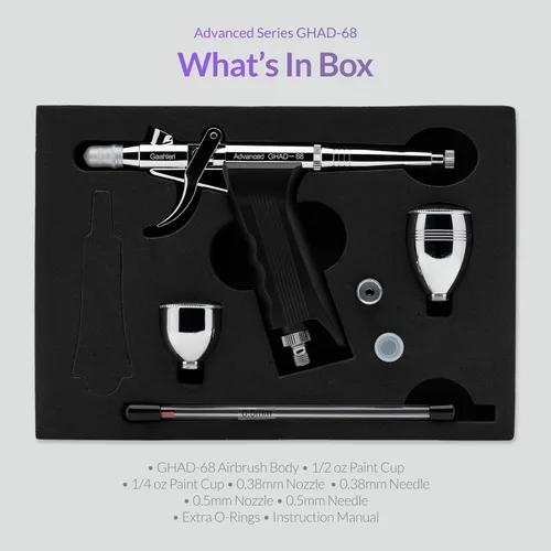 Miniatura 11 de Gaahleri - Kit de aerógrafo, pistola de aerógrafo de acción dual y alimentación por gravedad, agujas de 0.38 y 0.5mm, taza de fluido de 1/2 y 1/4