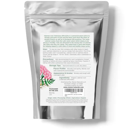 Miniatura 8 de Elanen Naturals Raíz de valeriana orgánica, 4 onzas (3.99 oz), té de hierbas de raíz de valeriana orgánica certificado por USDA, Te De Valeriana