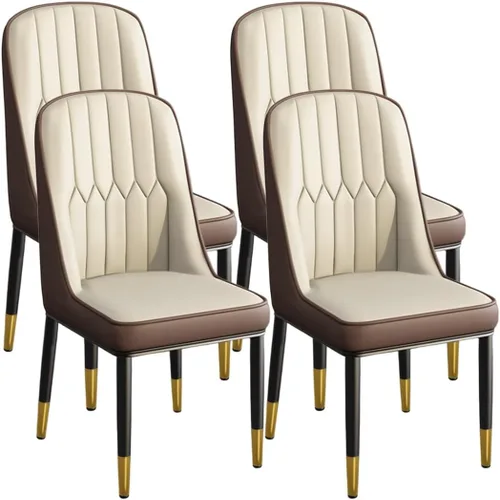 Miniatura 9 de YVYKFZD Juego de 2/4 sillas de comedor, sillas de cocina con respaldo y patas de metal, silla de comedor de piel sintética, silla auxiliar cómoda