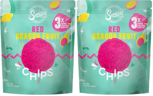 Miniatura 10 de Suncore Foods White Dragon Fruit Chips - Bocadillo crujiente de Pitaya de 5.32 onzas, sin gluten, sin OMG, vegano, bolsa resellable Freeze-Dried