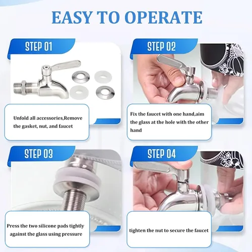Miniatura 5 de Grifo de reemplazo del dispensador de bebidas,Grifo de acero inoxidable para dispensador de agua,Caño de reemplazo del dispensador de bebidas