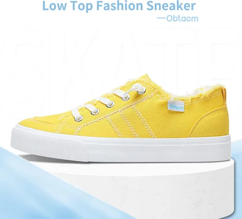 Miniatura 2 de Obtaom Play - Tenis de lona para mujer, color blanco deslavado y estampado de leopardo, sin cordones, a la moda