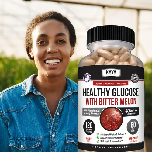 Miniatura 9 de Kaya Naturals Suplemento de gluco saludable con amargo Apoya niveles y función saludables, 20 hierbas, vitaminas y minerales, ácido alfa lipoico