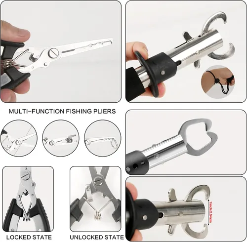 Miniatura 6 de Combo de caña de pescar familiar, 2 piezas portátil para padres e hijos, kit de pesca de viaje de 6.89 pies y 4.92 pies, carrete de pesca