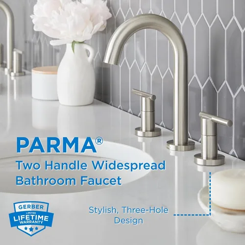 Miniatura 2 de Gerber Plumbing Parma - Grifo de lavabo de dos manijas, acabado cepillado, 1.2 GPM cepillado níquel