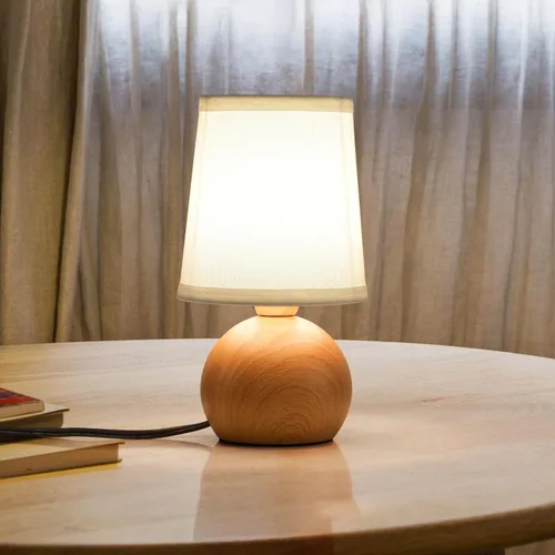 Lámpara de mesa moderna de cabecera, lámpara de cabecera pequeña, lámpara de mesita de noche para dormitorio con pantalla de tela y acabado de