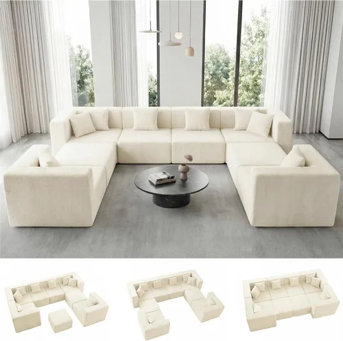 Miniatura 28 de MONVANE 55.5" Convertible Loveseat Sofa, 2-in-1 Boneless Sleeper Sofa Bed Futon Couch with Storage Pocket, Comfy Chenille Deep Seat Boneless Couch