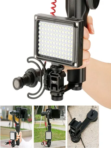 Miniatura 8 de ULANZI PT-3 Adaptador de montaje de zapata fría triple de aluminio para cardán (DJI Osmo Mobile 2/3, Zhiyun, Feiyutech), barra de extensión