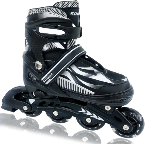 Patines en línea ajustables para niños y adolescentes de 4 a 16 años, todas las 8 ruedas de patines en línea se iluminan, seguras y divertidas para