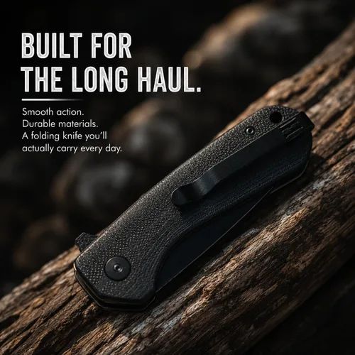 Miniatura 4 de Holtzman's Gorilla Survival Cuchillo plegable campesino con mango táctico G10, hoja de acero D2, juego de caja de regalo (negro) - Ideal para llevar