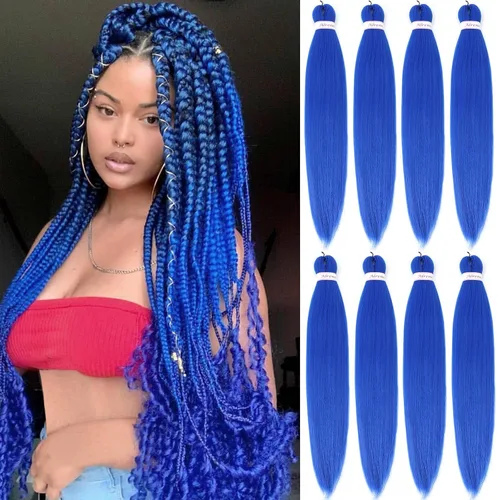 Miniatura 83 de Alrence Cabello estirado para hacer trenzas, trenza larga de 30 pulgadas, 8 paquetes, extensiones profesionales de trenzado de cabello sintético, 1b#
