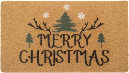 FGSS Felpudo de bienvenida de Navidad, tapete de fibra de coco, antideslizante, tapete para puerta delantera, temporada de invierno, Navidad,