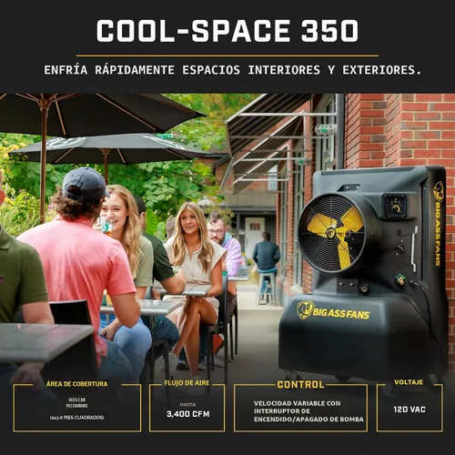 Miniatura 2 de Big Ass Fans - Cool-Space 350 - Enfriador evaporativo portátil para pantanos, uso en interiores y exteriores, capacidad de 16 galones, velocidad