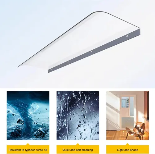 Miniatura 6 de Toldo transparente para ventana, protección UV, lluvia, nieve, luz solar, toldo para puerta delantera, toldo para lluvia, patio, cubierta silenciosa
