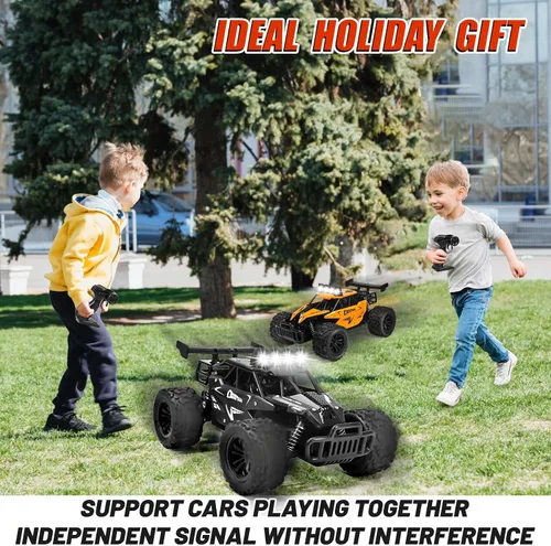 Miniatura 3 de Coche de control remoto Monster Truck Juguetes a escala 1:16 RC Car para niños 2.4GHz de alta velocidad 12.4 mi/h con faros LED, autos RC Negro