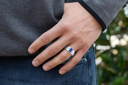 Miniatura 5 de Rylos Anillos para hombre, diseño clásico, anillo ovalado de piedras preciosas y diamantes brillantes de 0.315 x 0.236 in. Anillos de piedra natal