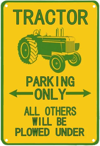 Flytime Letrero de estaño de tractor Parking Only All Others Will Be Plowed Under Outdoor Garden Metal Vintage Garage Wall Signs Retro Decor Road