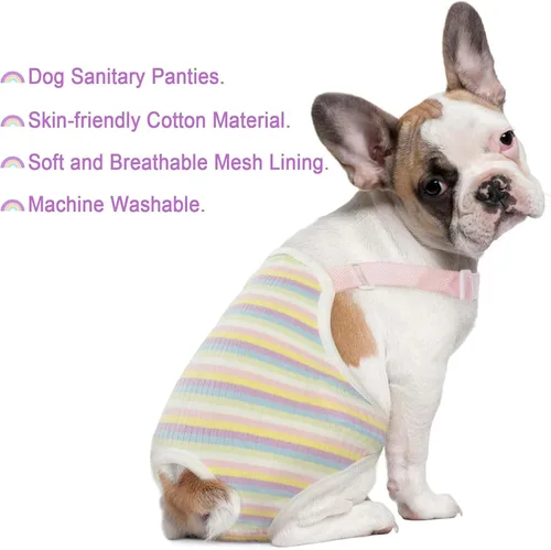 Miniatura 2 de QBLEEV Pañales para perras, bragas sanitarias lavables con tirantes ajustables, pañales reutilizables para cachorros, lindas bragas de período