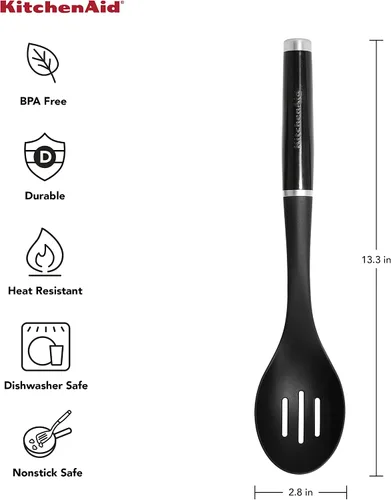 Miniatura 6 de KitchenAid Juego clásico de cuchara y espátula ranurada, color negro