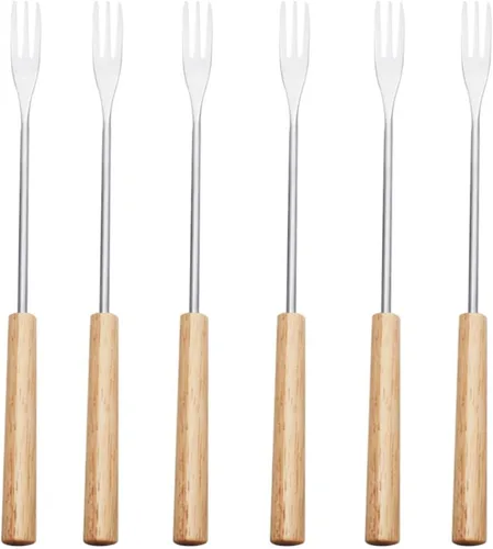 STOBAZA 6 tenedores de fondue de acero inoxidable de 10.2 pulgadas, palitos de fondue de queso, utensilios de cocina, tenedores de alimentos con