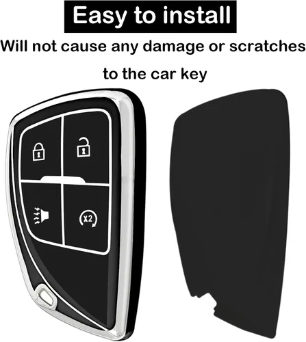 Miniatura 4 de Funda para llavero compatible con Chevrolet GMC 2024 2025 Canyon Sierra Colorado Equinox Silverado Remote Smart Key, funda protectora de TPU (negro)