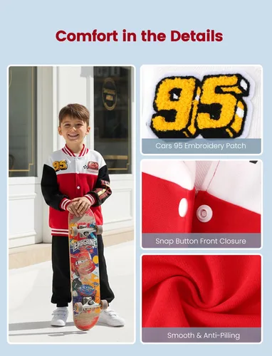Miniatura 4 de Chaqueta bomber de Disney Marvel Spider Man Toy Story Cars McQueen, abrigo universitario de cárdigan, ligera, con botones de presión, sudaderas