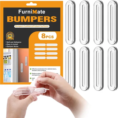 Miniatura 13 de 4 piezas de topes largos para muebles - Protectores de pared, tope de puerta de refrigerador, 5.5x0.7x0.2 pulgadas
