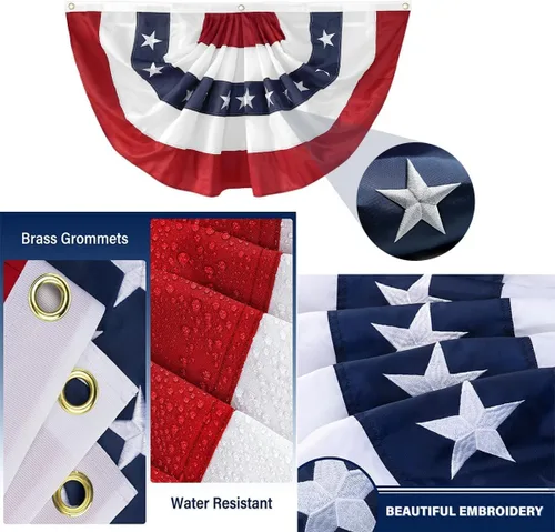 Miniatura 4 de Bandera de Estados Unidos plisada para exteriores, de 1.5 x 3 pies, diseño de estrellas bordadas en Estados Unidos, de nailon Oxford
