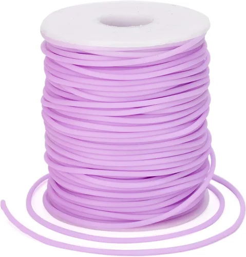 Miniatura 37 de FASHEWELRY 3 rollos de cables de goma huecos para tejer, cable de peluquero de 0.079 pulgadas (0.079 in), cables de silicona para tejer puntada