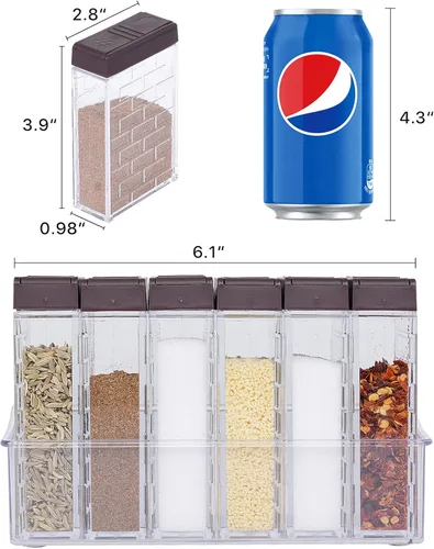 Miniatura 2 de URALFA Recipientes Pequeños para Especias con Tapas 2 en 1, Paquete de 24, Agitadores de Especias con Orificios Ajustables y Tapas, Frascos de Marrón