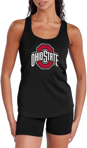 Miniatura 68 de Camiseta deportiva sin mangas oficial de NCAA Collegiate para mujer, con espalda cruzada, colección con logotipo primario