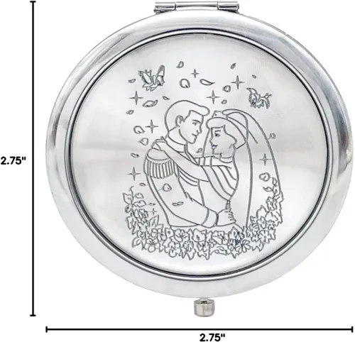 Miniatura 4 de RBN 12 espejos de Cenicienta y Príncipe para fiesta de boda, recuerdos de boda, para novia y novio (blanco y plateado)