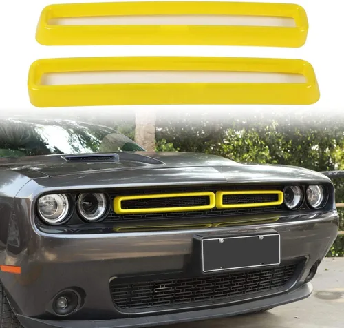 Miniatura 7 de Voodonala para insertos de rejilla delantera Challenger para accesorios Dodge Challenger 2015-2022, ABS rojo 2 piezas