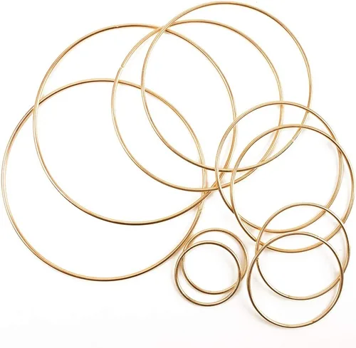BigOtters Atrapasueños, 10 anillos de macramé de metal dorado para hacer coronas de boda, decoración de manualidades colgantes en la pared, 5