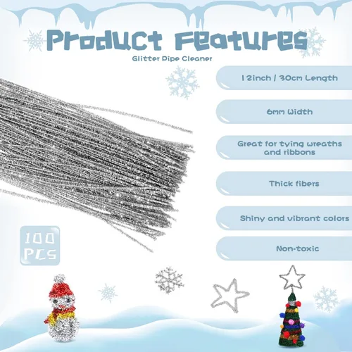 Miniatura 2 de Pipe Cleaners Craft - Tallos de felpilla para manualidades, 100 unidades, limpiadores de felpilla para niños, palos peludos para manualidades