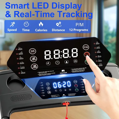 Miniatura 3 de Treadmills for Home 3.0HP Quiet Foldable Treadmill with Incline, Portable Walking Pad with Handle Bar, Walking Pad Treadmill for Running and Jogging
