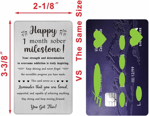 Miniatura 4 de TGCNQ Regalos de sobriedad de 1 mes - Regalos de recuperación para mujeres y hombres - Tarjeta de metal de aniversario sobrio de 30 días