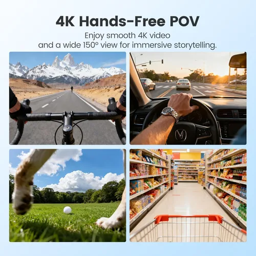 Miniatura 2 de Cámara de vlogging 4K 30FPS, cámara POV de 64 GB con impermeable de 33 pies, cámara de acción pequeña de 20 MP estabilización de 6 ejes, cámara
