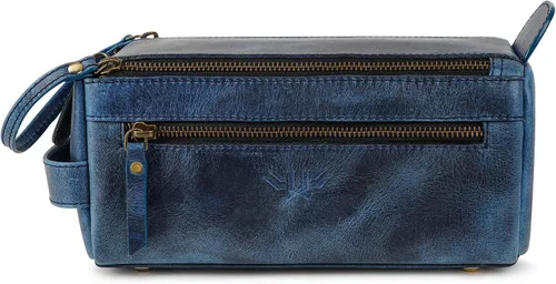 Miniatura 10 de Neceser de cuero hecho a mano de primera calidad para hombres y mujeres, kit de cuero genuino Dopp y bolsa de afeitar para hombres, bolsa