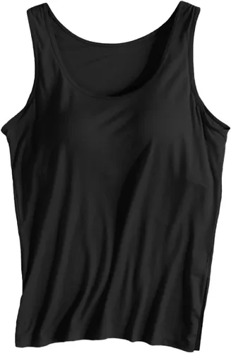 Miniatura 15 de Camiseta sin mangas con brasier integrado para mujer, sin mangas, correa ancha, ropa de dormir básica, para entrenamiento, yoga, camisola acolchada
