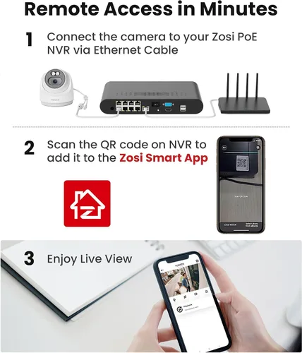 Miniatura 6 de ZOSI Cámara IP PoE complementaria C220 de 4MP QHD 2.5K para exteriores, cámara de vigilancia de 1440p para exteriores al sistema de seguridad