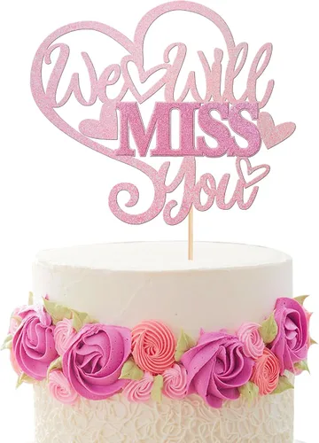 Miniatura 8 de 30 piezas de adornos para cupcakes con purpurina «We Will Miss You» Don't Go We Need You Bye Voyage Good Luck Heart Cupcake Picks para despedida