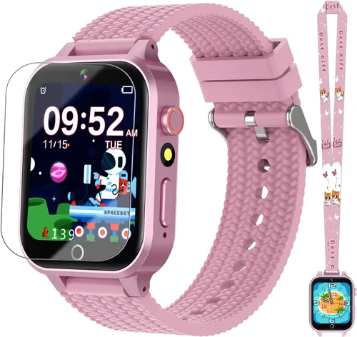 Miniatura 8 de Reloj inteligente para niños de 5 a 12 años, reloj para niños con 26 juegos, cámara, reproductor de música, podómetro, seguimiento de hábitos, Azul