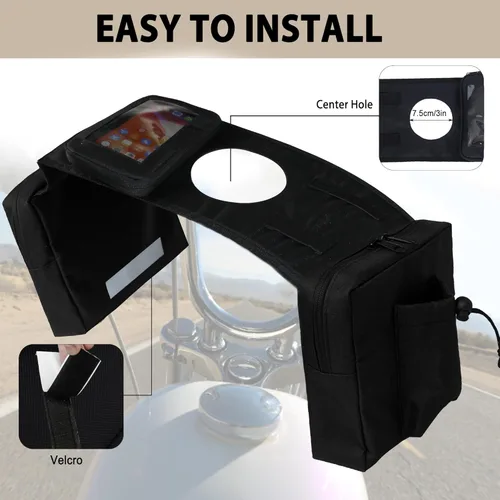 Miniatura 3 de MYDAYS Bolsa de sillín para ATV, tanque de carga, bolsa de teléfono, equipaje de almacenamiento para ATV, UTV, motos de nieve y motocicleta (negro 1)