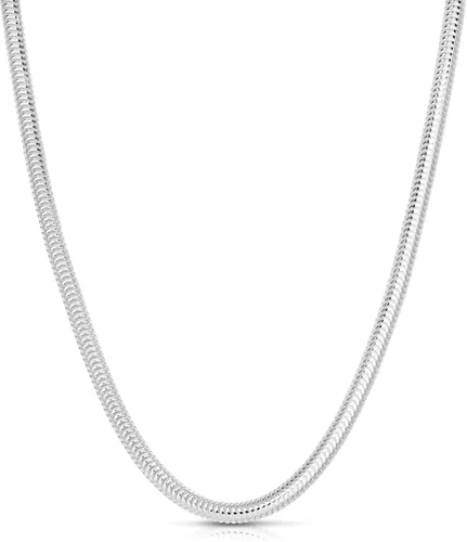 Miniatura 26 de Plata de ley 0.079 in (2 mm), 0.098 in (2.5 mm), 0.118 in (3 mm), 0.157 in (4 mm), 0.197 in (5 mm), cadena de serpiente redonda, collar de cadena