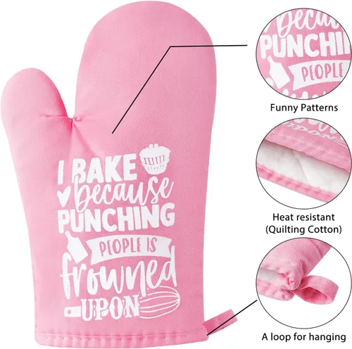 Miniatura 3 de 6 guantes de algodón para horno, soportes para ollas, resistentes a las mujeres, resistentes a la máquina, guantes de microondas con lazo