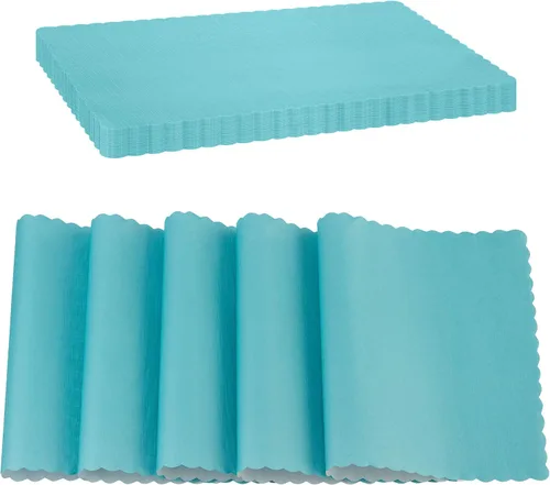 Miniatura 7 de Mantel Individual de Papel Desechable, Negro, Manteles Individuales con Bordes Escalonados, Mantel Individual de Papel Duradero para Decoración