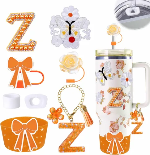 Miniatura 72 de 15 piezas de set de accesorios para vaso Stanley Cup 30oz 40oz con asa, incluye cubierta de pajita de silicona y bota, encanto de asa, encantos