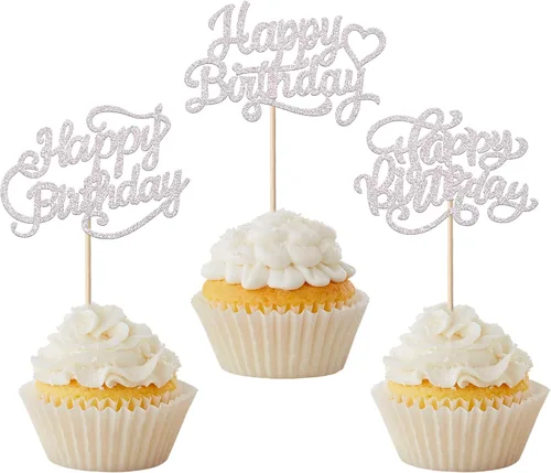 Miniatura 8 de Paquete de 30 adornos para cupcakes con purpurina para celebración, cumpleaños, baby shower, niños, fiesta de cumpleaños, suministros de decoración
