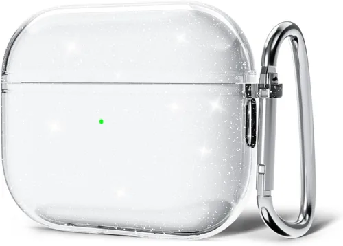 Miniatura 46 de Svanove Funda para Airpods Transparente con Purpurina, Funda Brillante y Bonita para Airpods de 1ª y 2ª Generación con Llavero, Carcasa Rígida